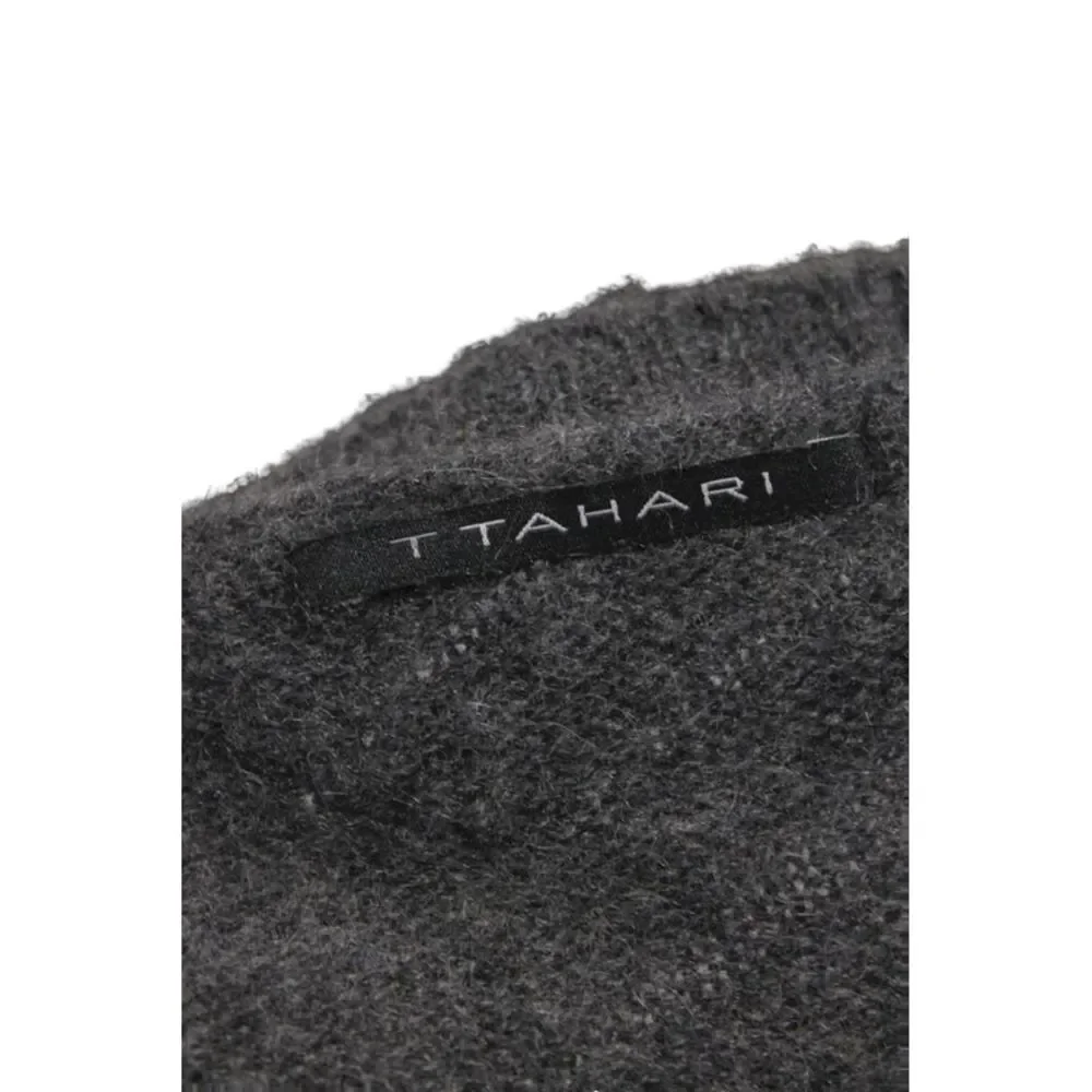 T Tahari Women Pullover Cashmere Sweater Gray Crew Neck Long Sleeve Size S
